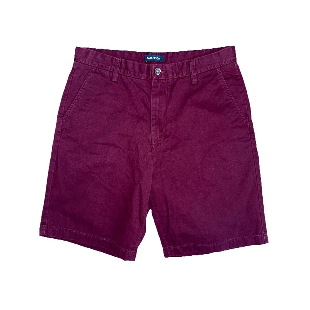 Nautica Mens Size 32 Purple Khaki Chino Deck Shorts 9” Inseam